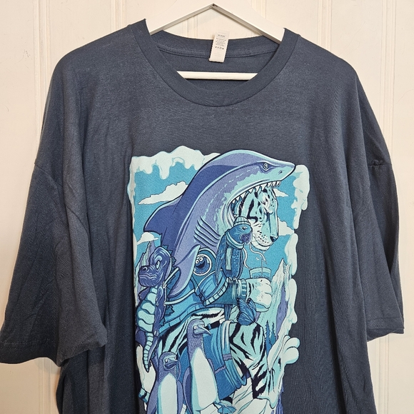 Tultex Tee Mens XXXL Blue Siberian Stroll T Shirt  Art by Ten Hundred Tiger Elmo - Picture 4 of 15
